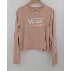Vans "Off The Wall" Peach DIY Crop Top Long Sleeve Size‎ Large Skater Grunge